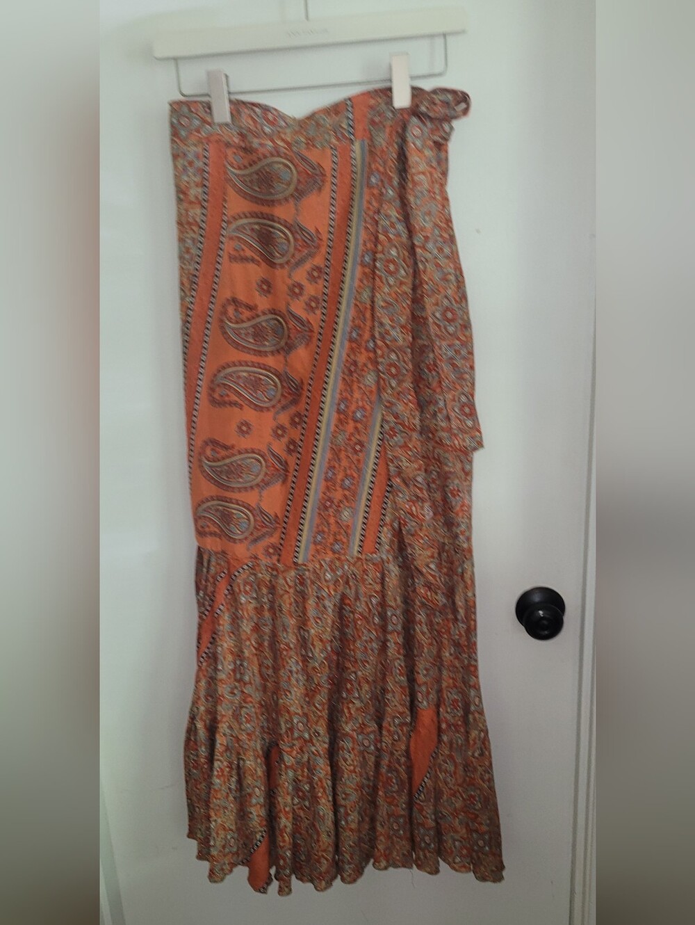 India Boutique Womens Long Wrap Skirt Paisley  Mixed Prints Colorful One Size